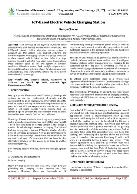Iot Based Electric Vehicle Charging Station Pdf Iot Based Electric Vehicle Charging Station Pdf