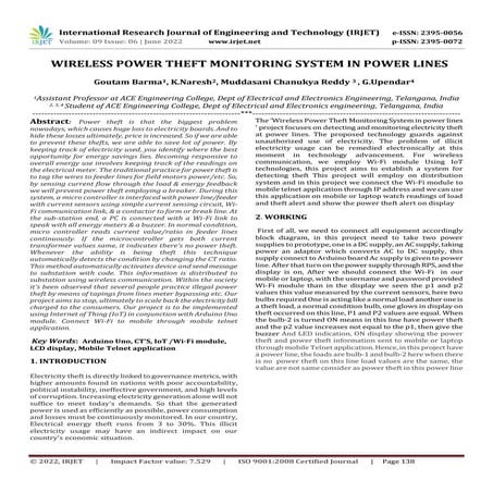 WIRELESS POWER THEFT MONITORING SYSTEM IN POWER LINES