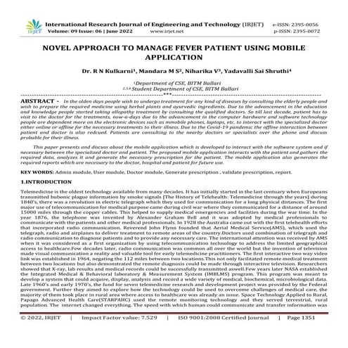 NOVEL APPROACH TO MANAGE FEVER PATIENT USING MOBILE APPLICATION
