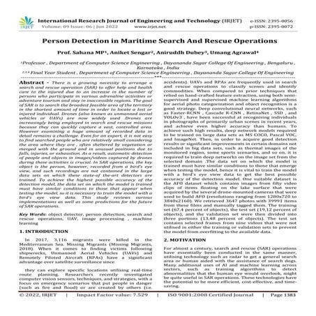 Person Detection in Maritime Search And Rescue Operations