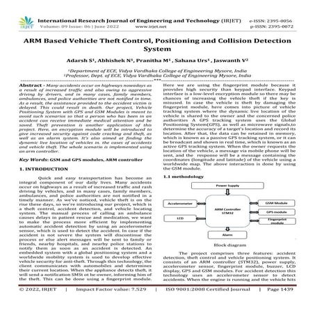 ARM Based Vehicle Theft Control, Positioning and Collision Detection System