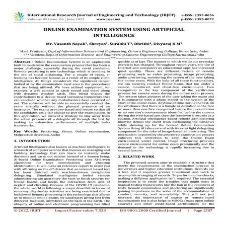 ONLINE EXAMINATION SYSTEM USING ARTIFICIAL INTELLIGENCE