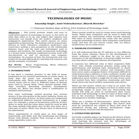 TECHNOLOGIES OF MUSIC