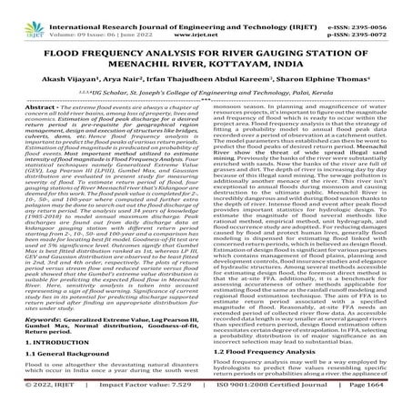 FLOOD FREQUENCY ANALYSIS FOR RIVER GAUGING STATION OF MEENACHIL RIVER, KOTTAY...