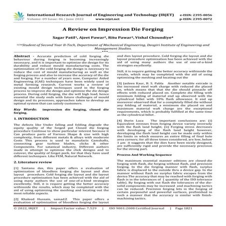 A Review on Impression Die Forging