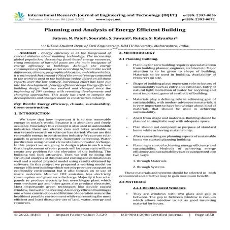 Planning and Analysis of Energy Efficient Building