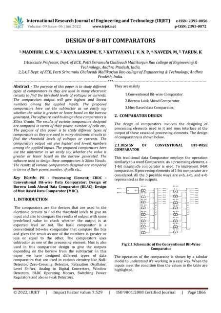 DESIGN OF 8-BIT COMPARATORS