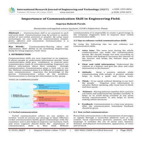 Importance of Communication Skill in Engineering Field. | PDF