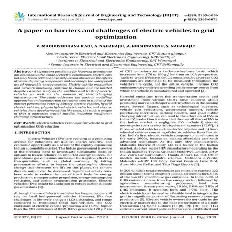 Reality and Future of Electrical Vehicles in India: Review Article | PDF