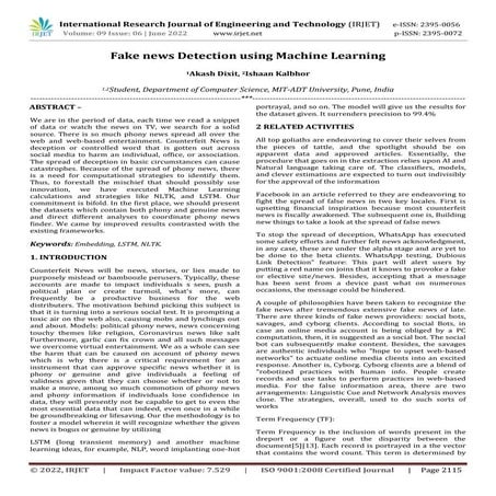 Fake news Detection using Machine Learning