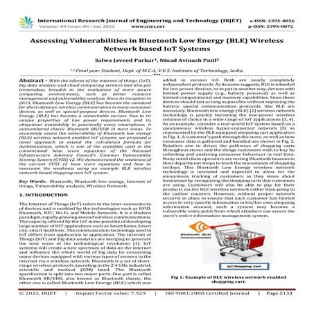 Assessing Vulnerabilities in Bluetooth Low Energy (BLE) Wireless Network base...