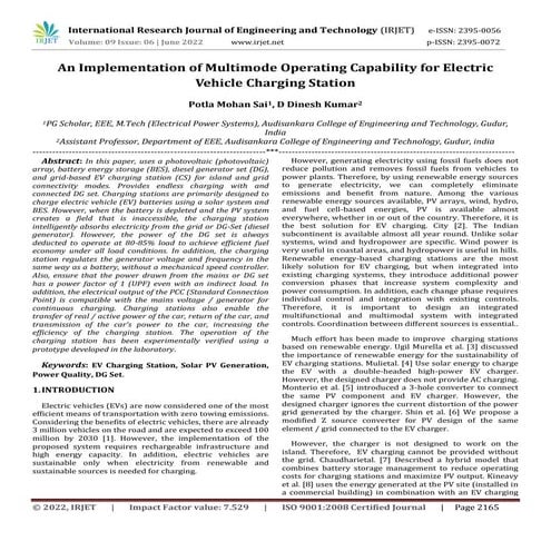 An Implementation of Multimode Operating Capability for Electric Vehicle Char...