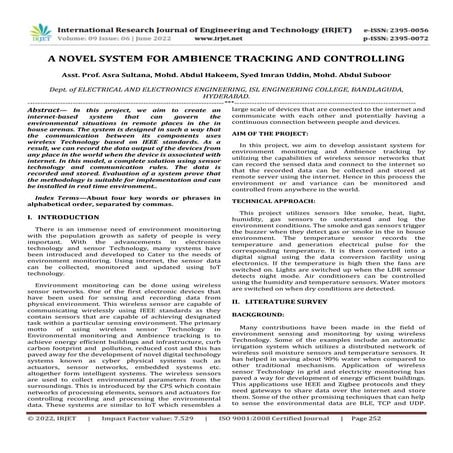 A NOVEL SYSTEM FOR AMBIENCE TRACKING AND CONTROLLING