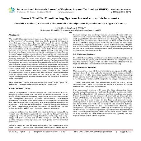 Smart Traffic Monitoring System based on vehicle counts.