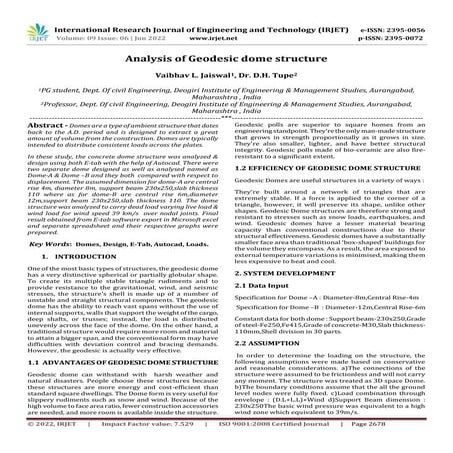 Analysis of Geodesic dome structure | PDF