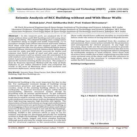 Seismic Analysis of RCC Building without and With Shear Walls | PDF