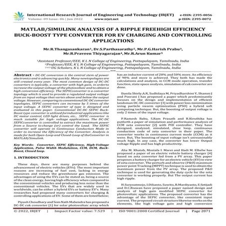 MATLAB/SIMULINK ANALYSIS OF A RIPPLE FREEHIGH EFFICIENCY BUCK-BOOST TYPE CONV...