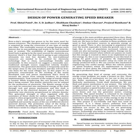 DESIGN OF POWER GENERATING SPEED BREAKER