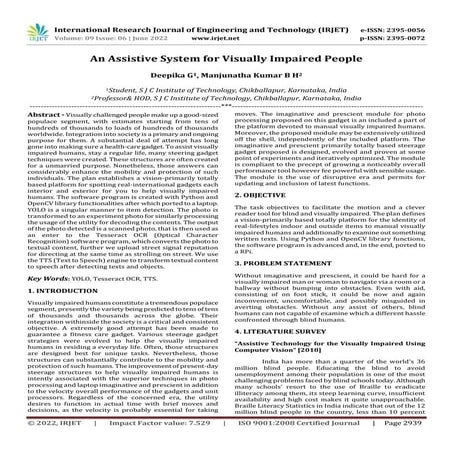 An Assistive System for Visually Impaired People