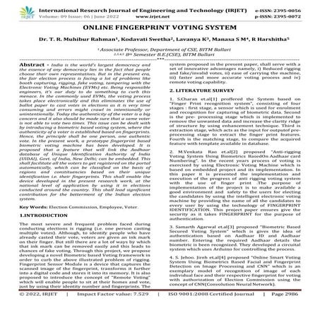 ONLINE FINGERPRINT VOTING SYSTEM