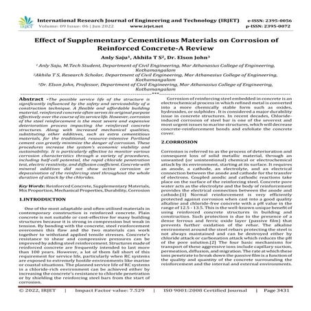 Effect of Supplementary Cementitious Materials on Corrosion of Reinforced Con...