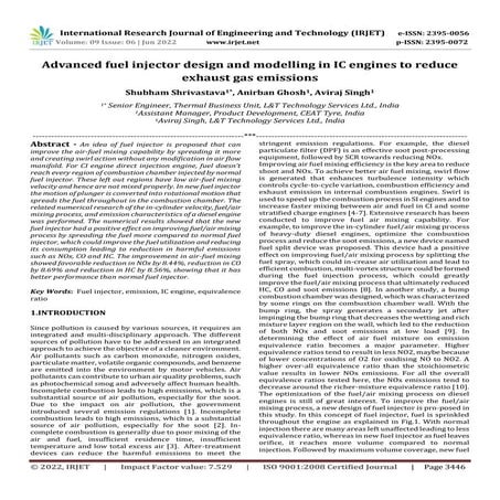 Advanced fuel injector design and modelling in IC engines to reduce exhaust g...