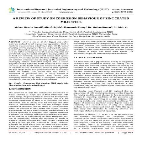A REVIEW OF STUDY ON CORROSION BEHAVIOUR OF ZINC COATED MILD STEEL