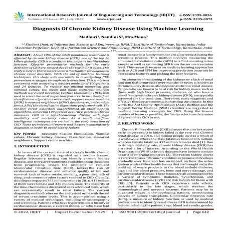Diagnosis Of Chronic Kidney Disease Using Machine Learning | PDF