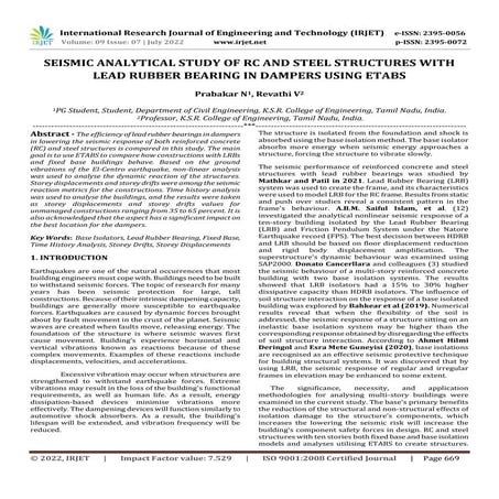 SEISMIC ANALYTICAL STUDY OF RC AND STEEL STRUCTURES WITH LEAD RUBBER BEARING ...