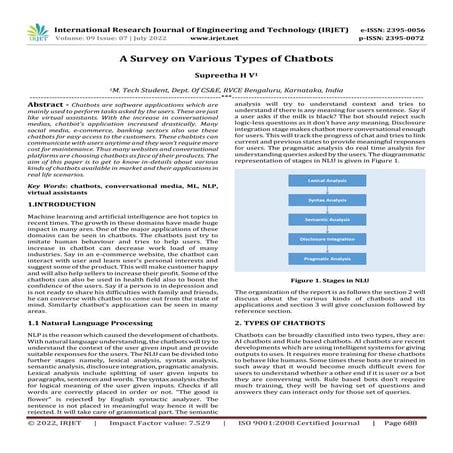 A Survey on Various Types of Chatbots