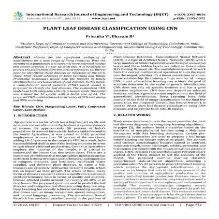 PLANT LEAF DISEASE CLASSIFICATION USING CNN