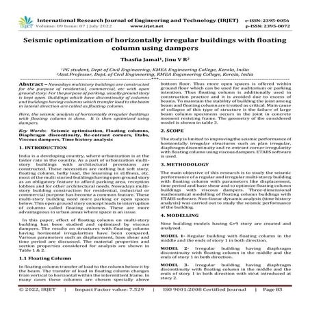 Seismic optimization of horizontally irregular buildings with floating column...