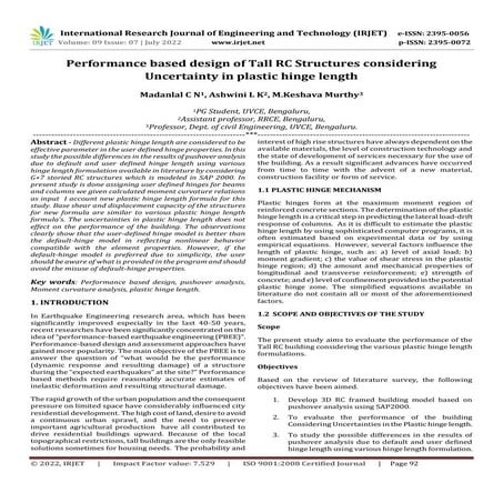 Performance based design of Tall RC Structures considering Uncertainty in pla...