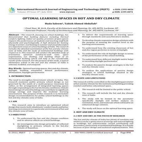 OPTIMAL LEARNING SPACES IN HOT AND DRY CLIMATE | PDF