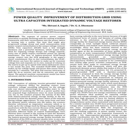 POWER QUALITY IMPROVEMENT OF DISTRIBUTION GRID USING ULTRA CAPACITOR INTEGRAT...