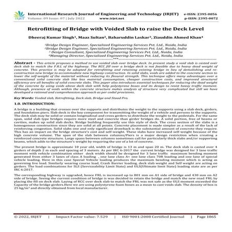 Retrofitting of Bridge with Voided Slab to raise the Deck Level