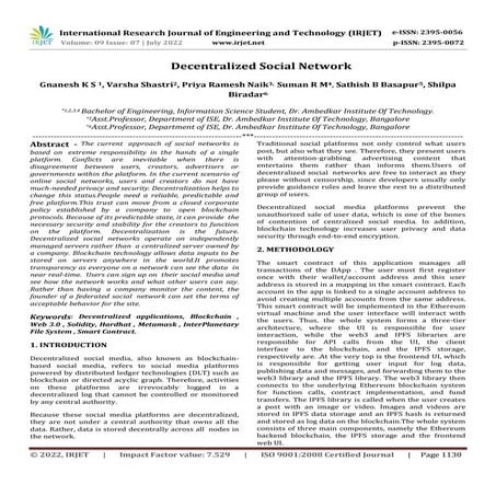 Decentralized Social Network