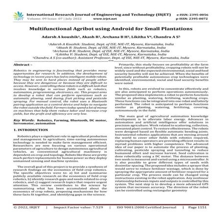 Multifunctional Agribot using Android for Small Plantations