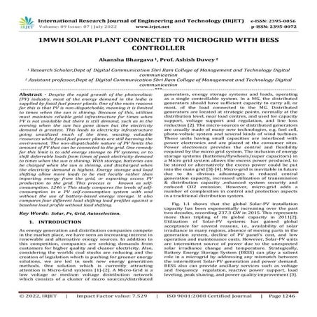 1MWH SOLAR PLANT CONNECTED TO MICROGRID WITH BESS CONTROLLER
