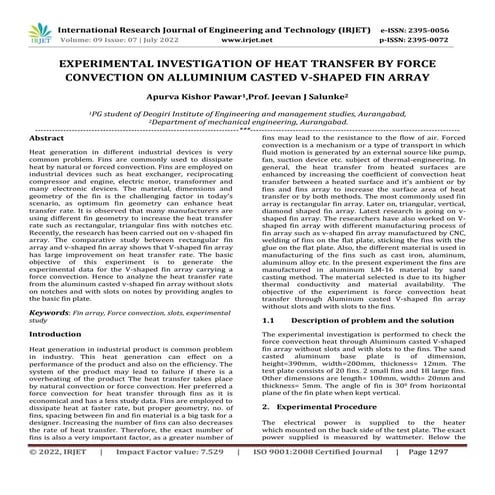 EXPERIMENTAL INVESTIGATION OF HEAT TRANSFER BY NATURAL CONVECTION ON ...