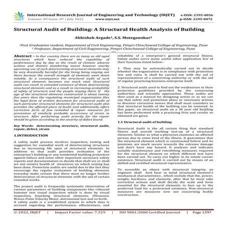 Structural Audit of Building: A Structural Health Analysis of Building ...