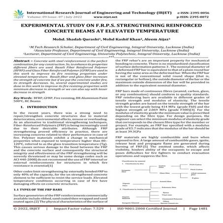 EXPERIMENTAL STUDY ON F.R.P.S. STRENGTHENING REINFORCED CONCRETE BEAMS ...