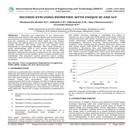 SECURED EVM USING BIOMETRIC WITH UNIQUE ID AND IoT