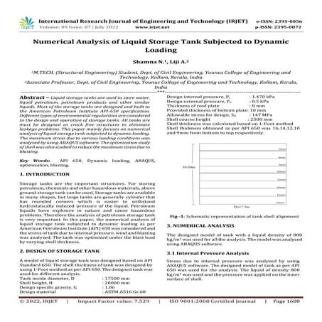 Numerical Analysis of Liquid Storage Tank Subjected to Dynamic Loading