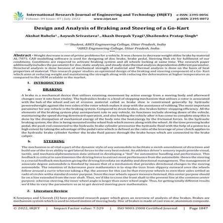 Design and Analysis of Braking and Steering of a Go-Kart | PDF