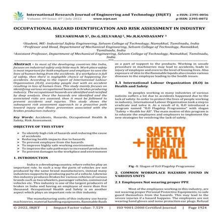 OCCUPATIONAL HAZARD IDENTIFICATION AND RISK ASSESSMENT IN INDUSTRY