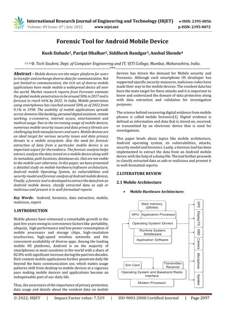 Forensic Tool for Android Mobile Device