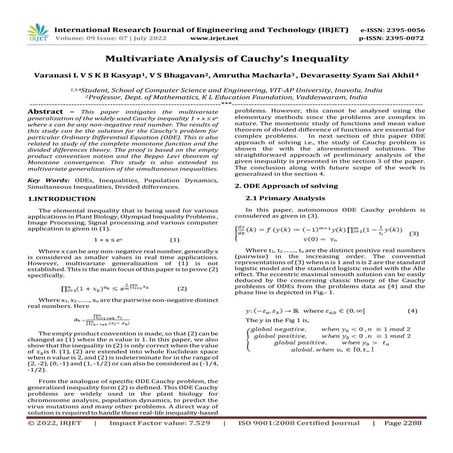 Multivariate Analysis of Cauchy’s Inequality