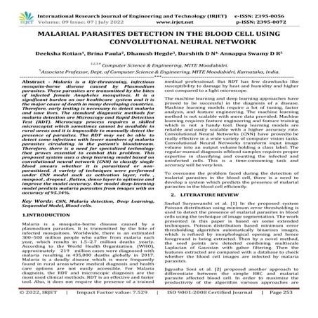 MALARIAL PARASITES DETECTION IN THE BLOOD CELL USING CONVOLUTIONAL NEURAL NET...