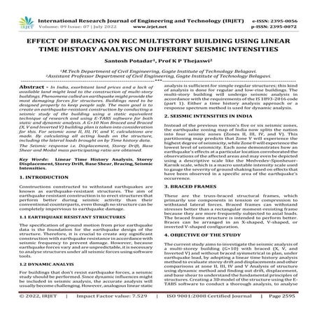 EFFECT OF BRACING ON RCC MULTISTORY BUILDING USING LINEAR TIME HISTORY ANALYI...